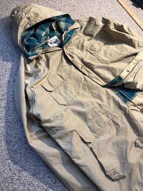 Vintage Woolrich Made in USA Wool Lined 60/40 Mountain Parka Hooded Jacket Tan